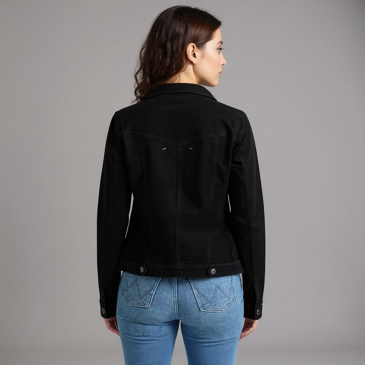 Dame Stretch Denim Jakke med Lommer