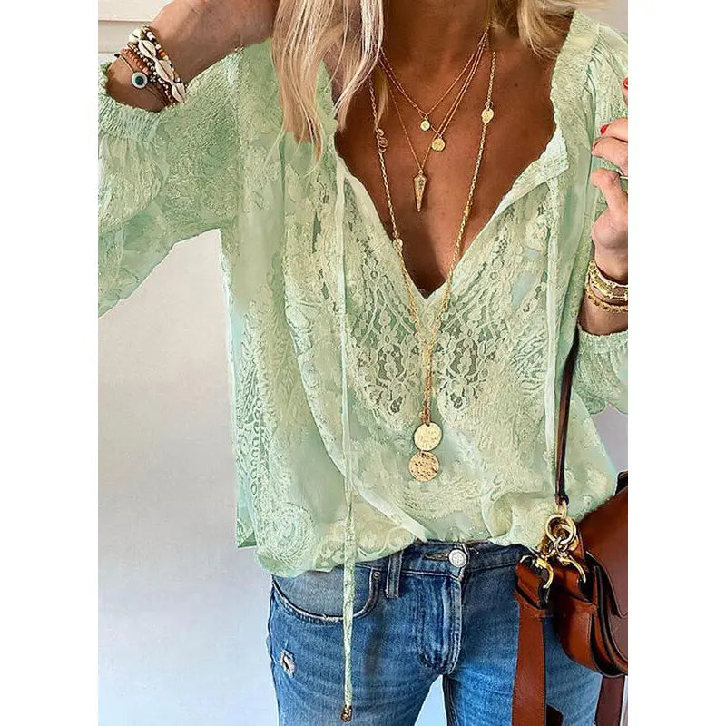 Dame Langærmet T-Shirt – Blødt Spidsedetalje Relaxed Fit Top