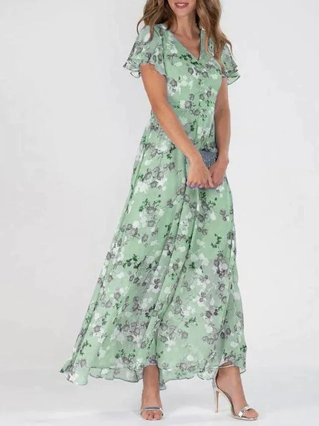 Elegancka Kwiatowa Sukienka Chiffon - Camille