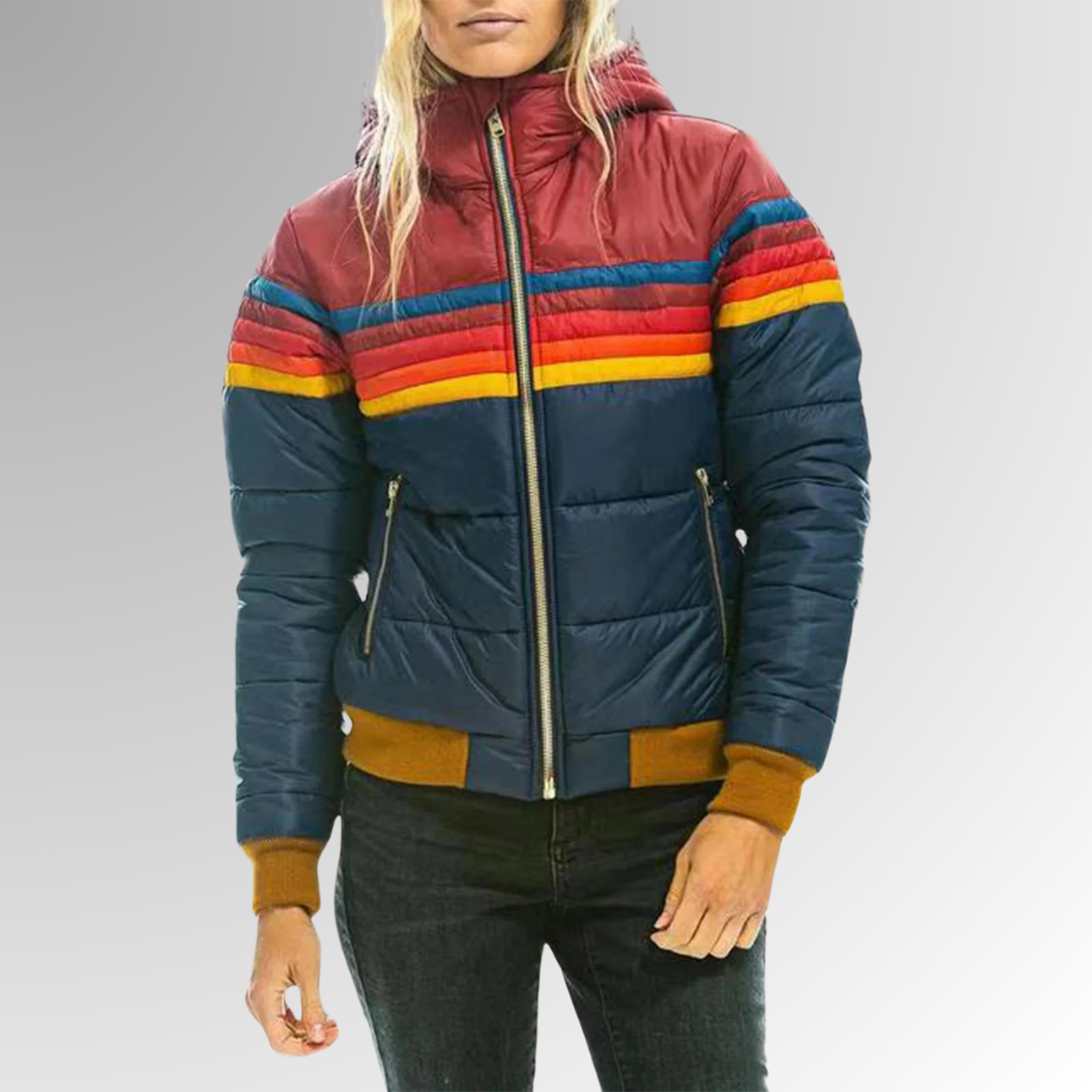 Dame Retro Zip-Jakke med funktionelle lommer og justerbar pasform