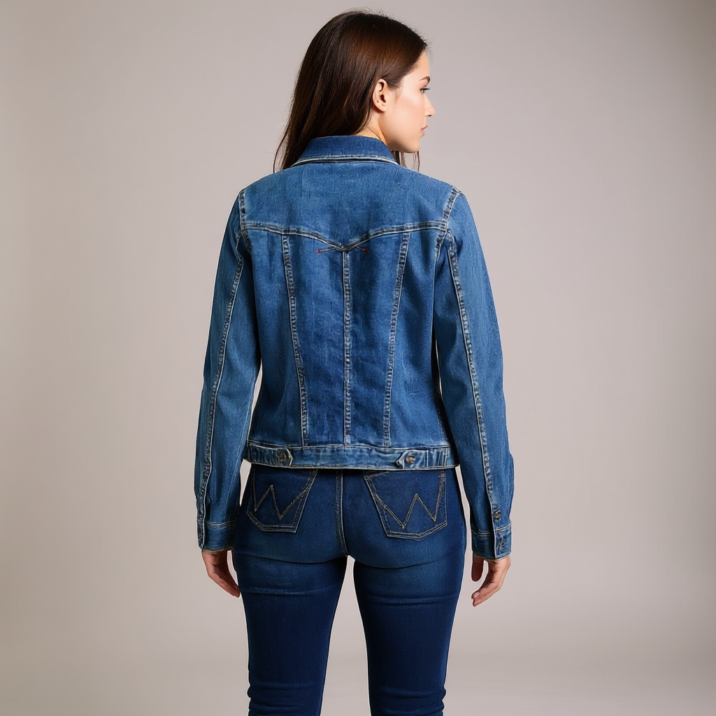 Dame Stretch Denim Jakke med Lommer