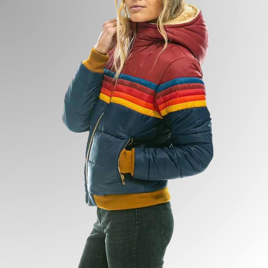 Dame Retro Zip-Jakke med funktionelle lommer og justerbar pasform