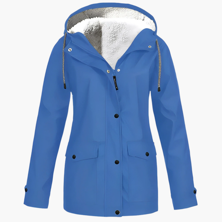 Dame vinter regnjakke med fleece-for – Vandtæt outdoor-jakke til kolde dage