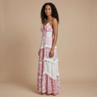 Ashley - Blomstret Print Lagdelt Ruffle Maxi Kjole med Blondekant
