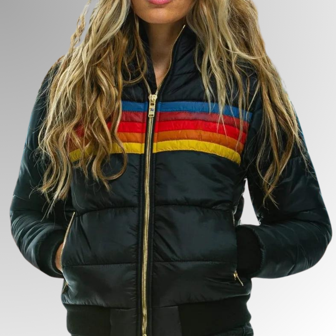 Dame Retro Zip-Jakke med funktionelle lommer og justerbar pasform