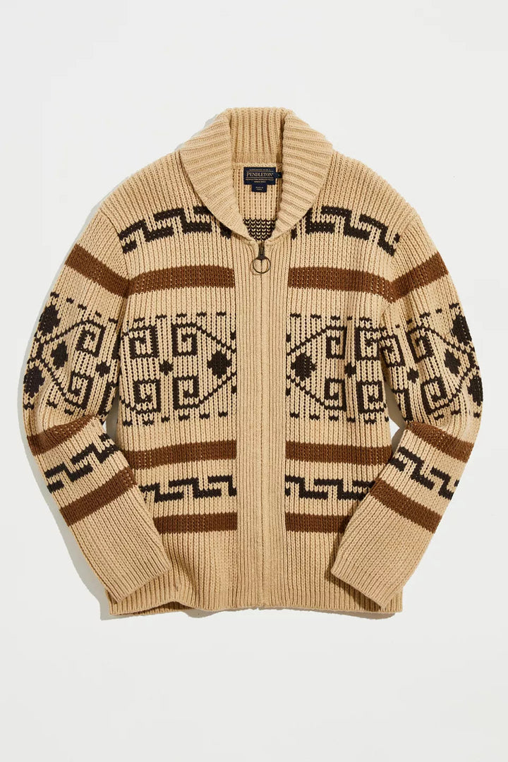 Męski kardigan vintage z żakardowej dzianiny na zamek – ponadczasowy design i nowoczesny komfort