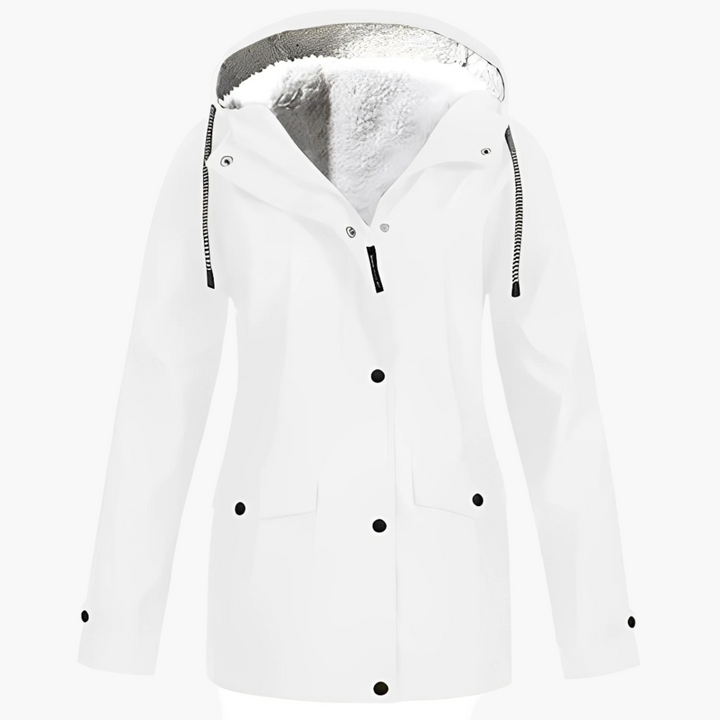 Dame vinter regnjakke med fleece-for – Vandtæt outdoor-jakke til kolde dage