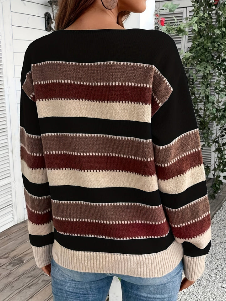 Delphine | Sweter w paski dla kobiet z okrągłym dekoltem