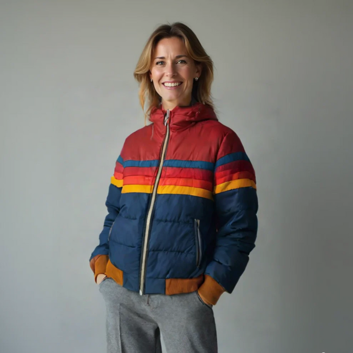 Dame Retro Zip-Jakke med funktionelle lommer og justerbar pasform