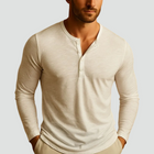 Herre Henley Skjorte – Slim Fit Langærmet Knapkrave
