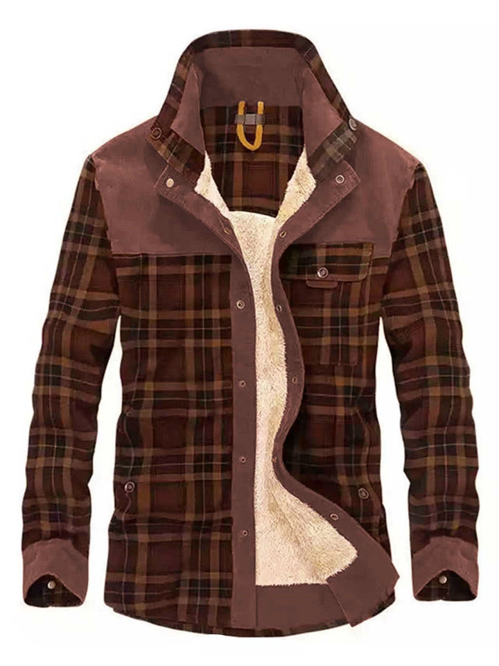 Koszula overshirt w kratę dla mężczyzn z guzikami i kieszeniami