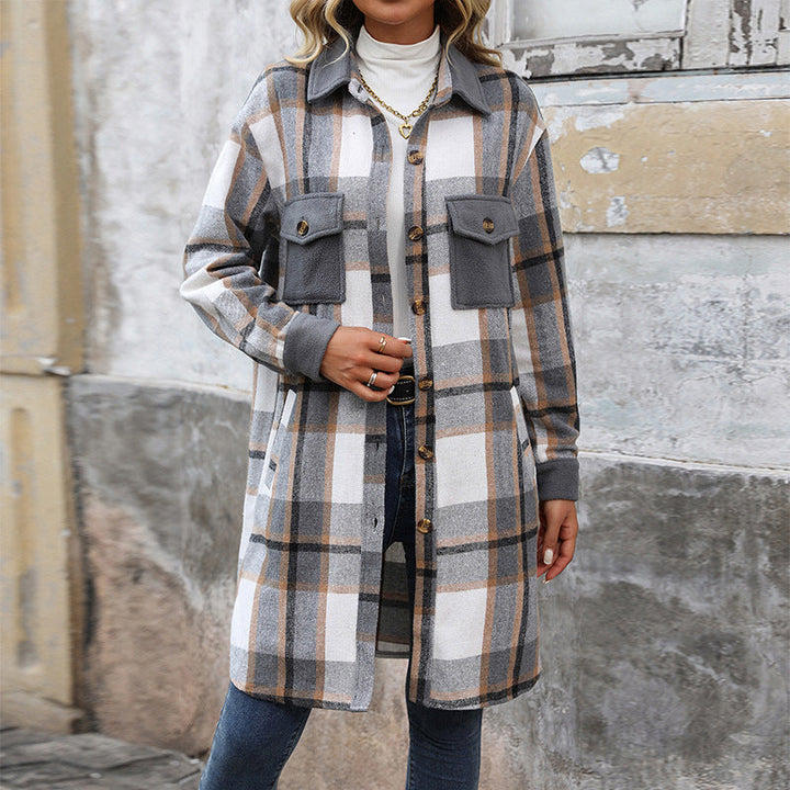 Koszula overshirt dla kobiet z kieszeniami, guzikami i długimi rękawami