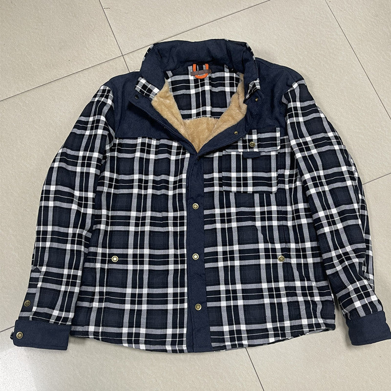 Koszula overshirt w kratę dla mężczyzn z guzikami i kieszeniami