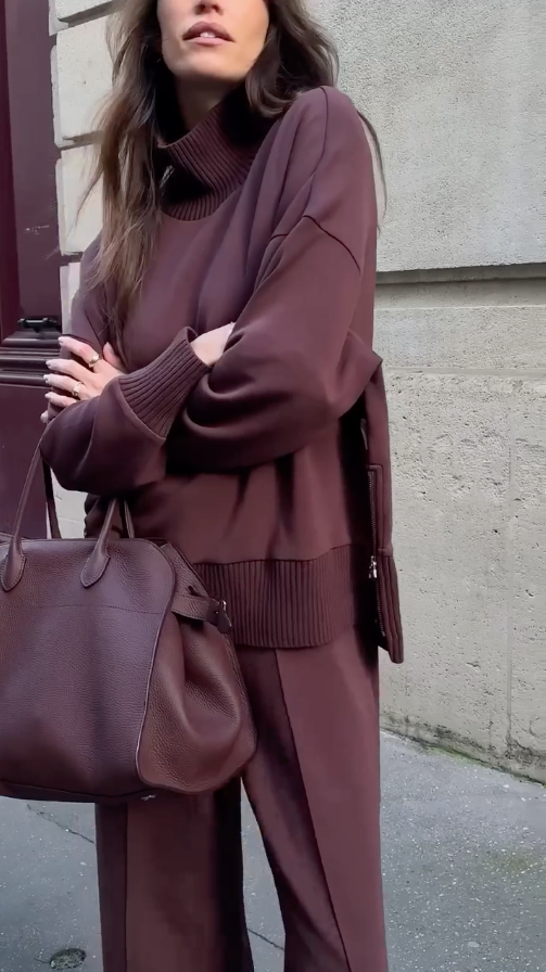 Dame Strik Co-ord Sæt med korte ærmer og løs pasform