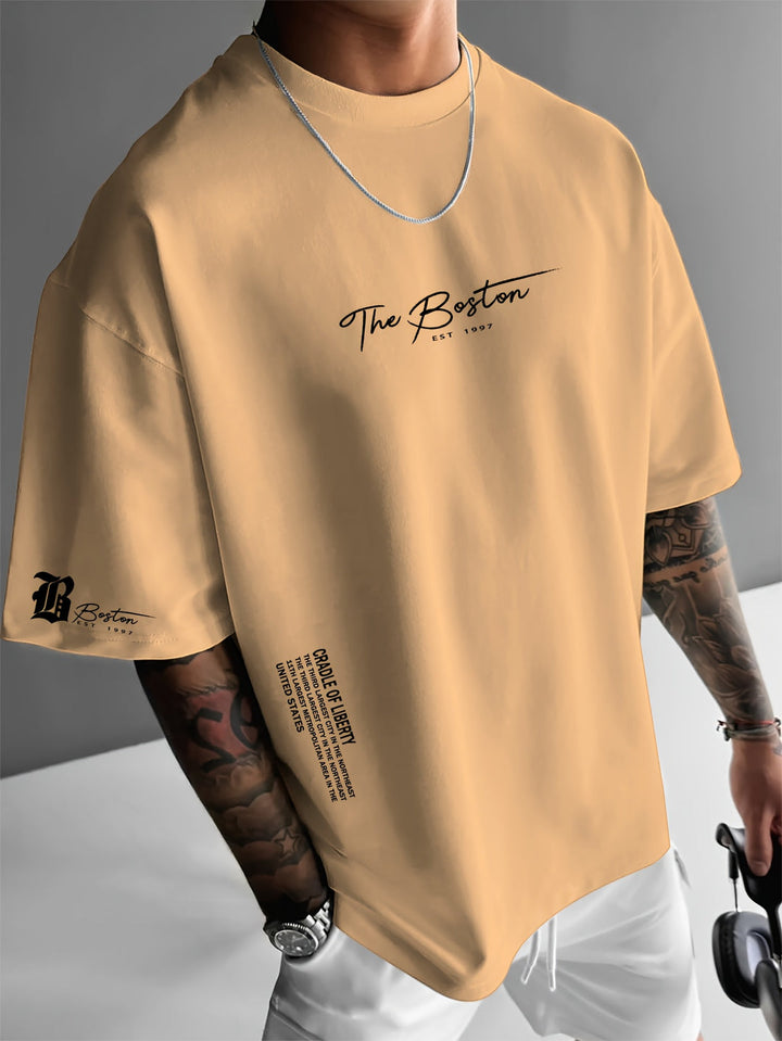 Herre Oversized Grafisk Streetwear T-Shirt