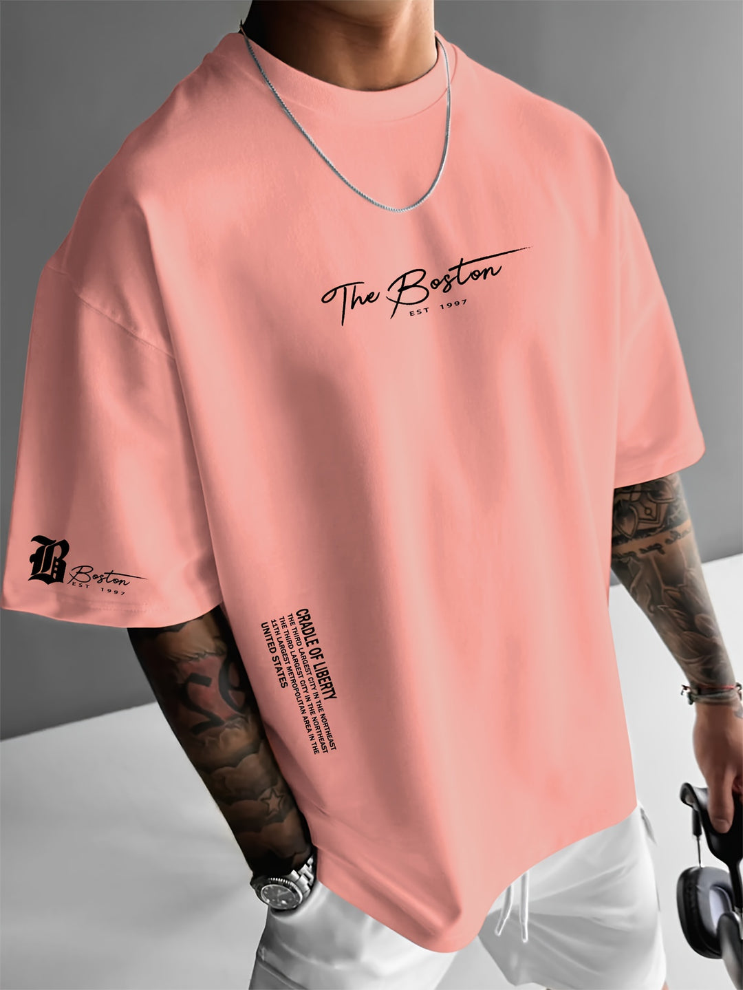 Herre Oversized Grafisk Streetwear T-Shirt
