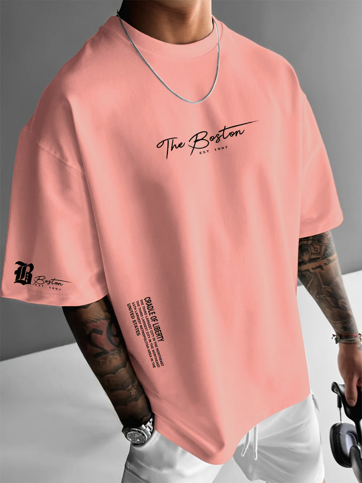 Herre Oversized Grafisk Streetwear T-Shirt