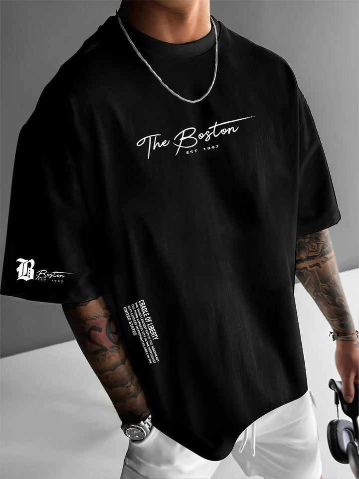 Herre Oversized Grafisk Streetwear T-Shirt