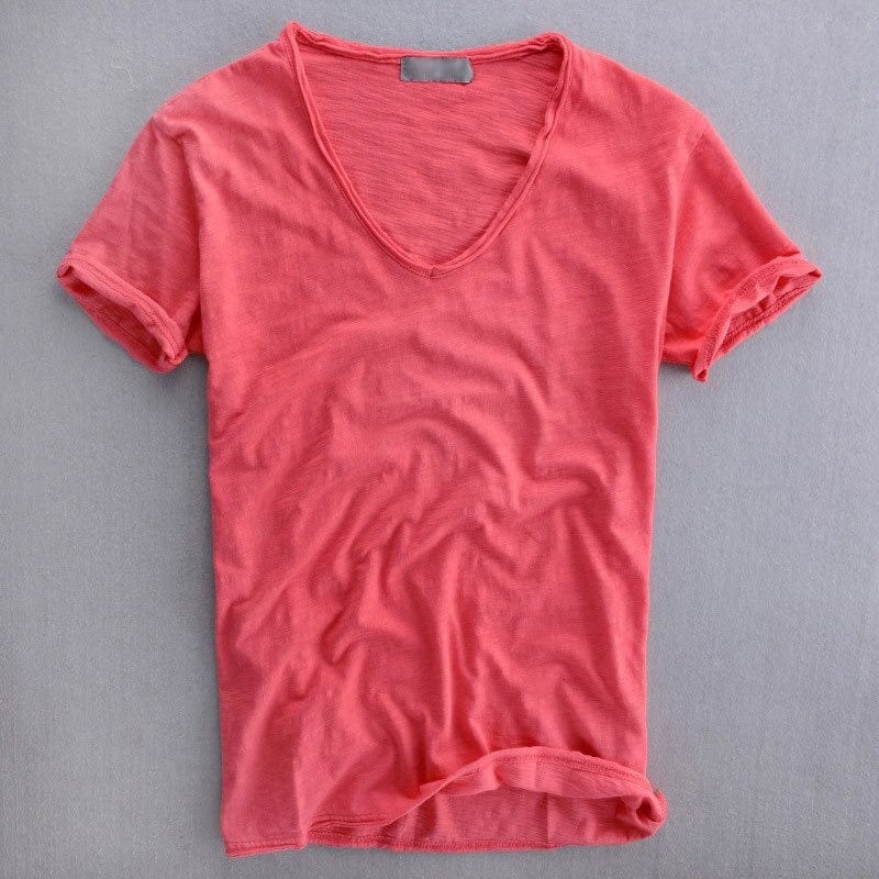 Ben | Męski basicowy T-shirt slim fit z dekoltem w serek