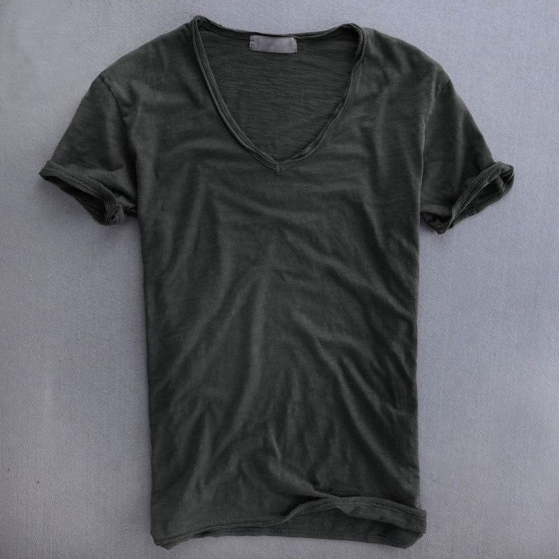 Ben | Męski basicowy T-shirt slim fit z dekoltem w serek