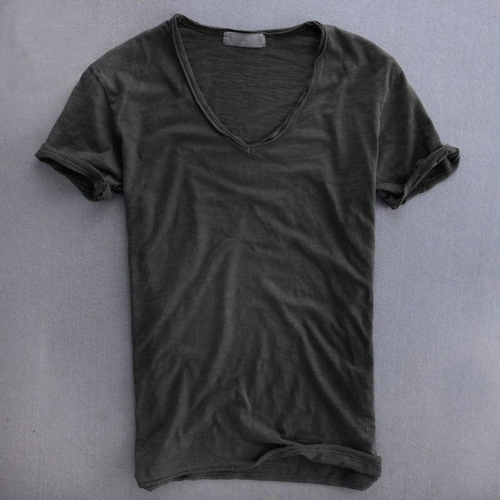 Ben | Męski basicowy T-shirt slim fit z dekoltem w serek