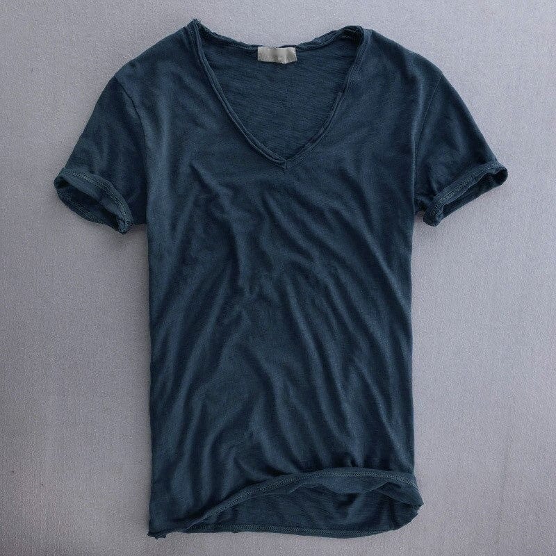 Ben | Męski basicowy T-shirt slim fit z dekoltem w serek