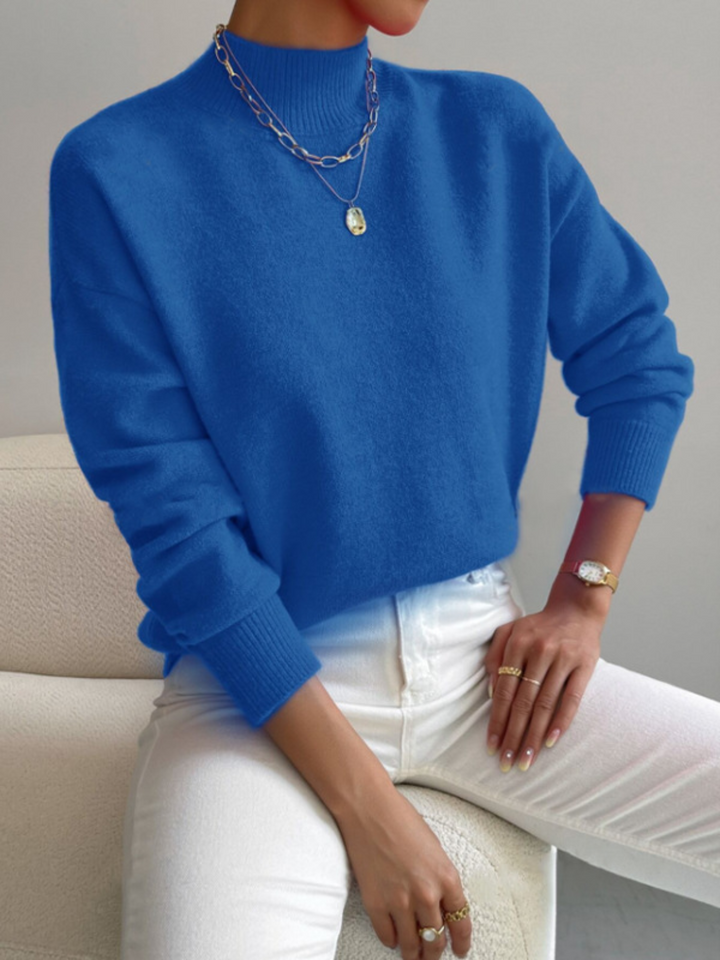 Damski sweter oversize z wysokim kołnierzem