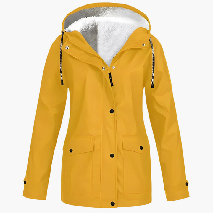 Dame vinter regnjakke med fleece-for – Vandtæt outdoor-jakke til kolde dage