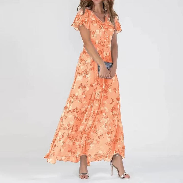 Elegancka Kwiatowa Sukienka Chiffon - Camille