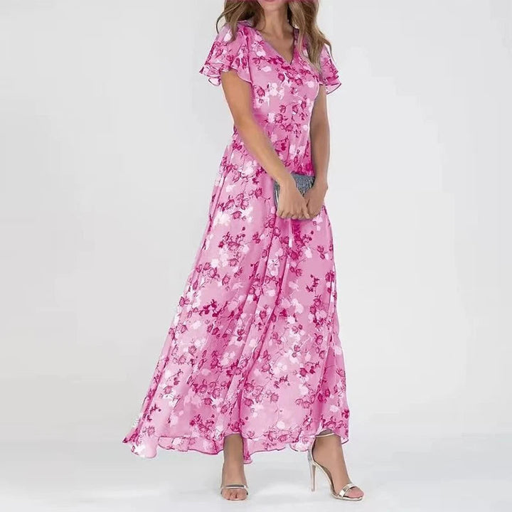 Elegancka Kwiatowa Sukienka Chiffon - Camille