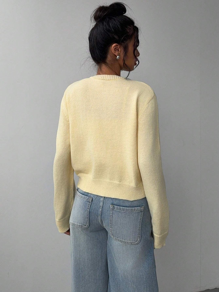 Forkortet cardigan – Strik-slim-fit pullover med lange ærmer til damer