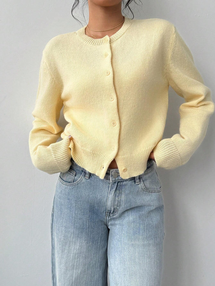 Forkortet cardigan – Strik-slim-fit pullover med lange ærmer til damer