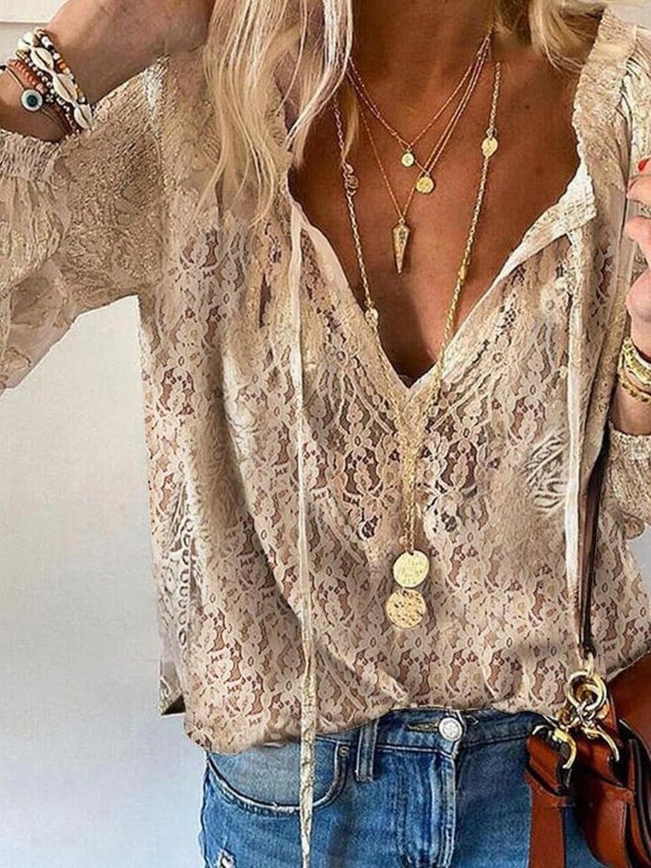 Dame Langærmet T-Shirt – Blødt Spidsedetalje Relaxed Fit Top