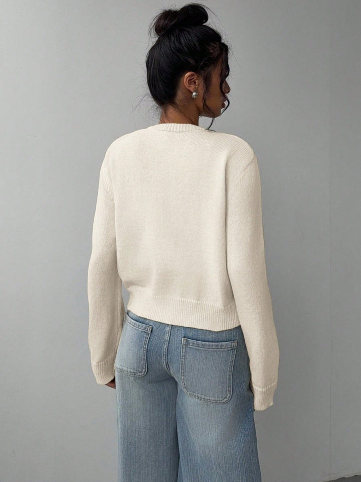 Forkortet cardigan – Strik-slim-fit pullover med lange ærmer til damer