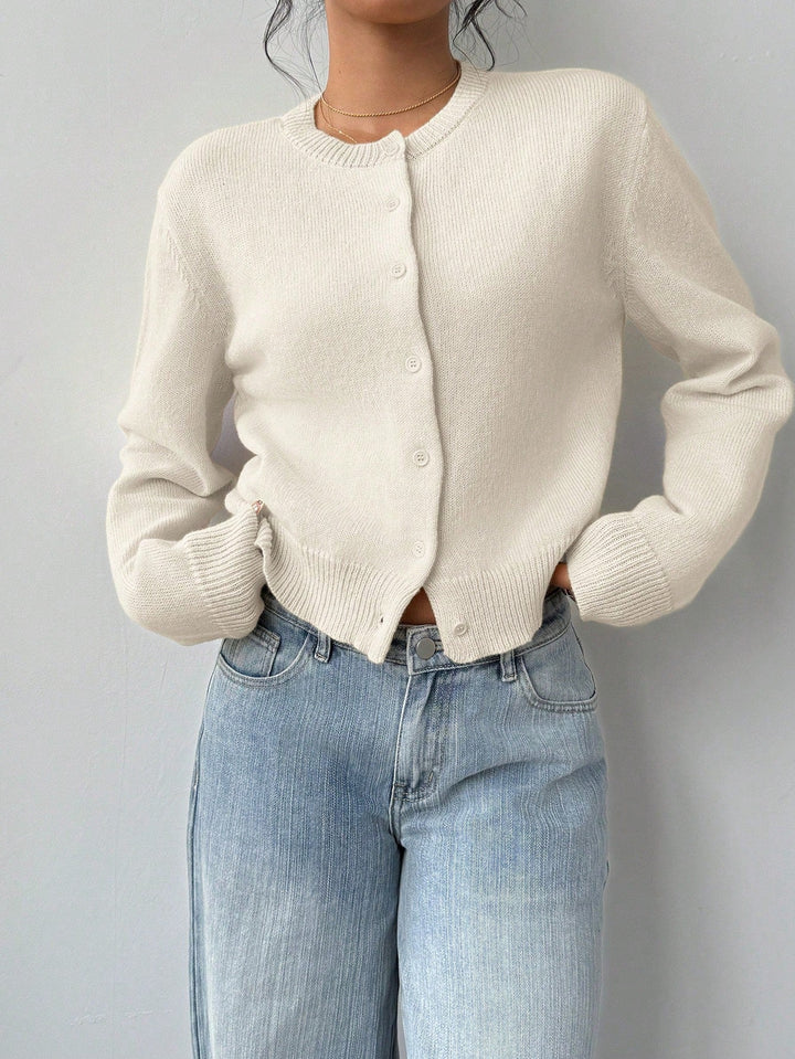 Forkortet cardigan – Strik-slim-fit pullover med lange ærmer til damer