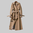 Dame Klassisk Trenchcoat med Dobbeltknap-design og Talje-bælte