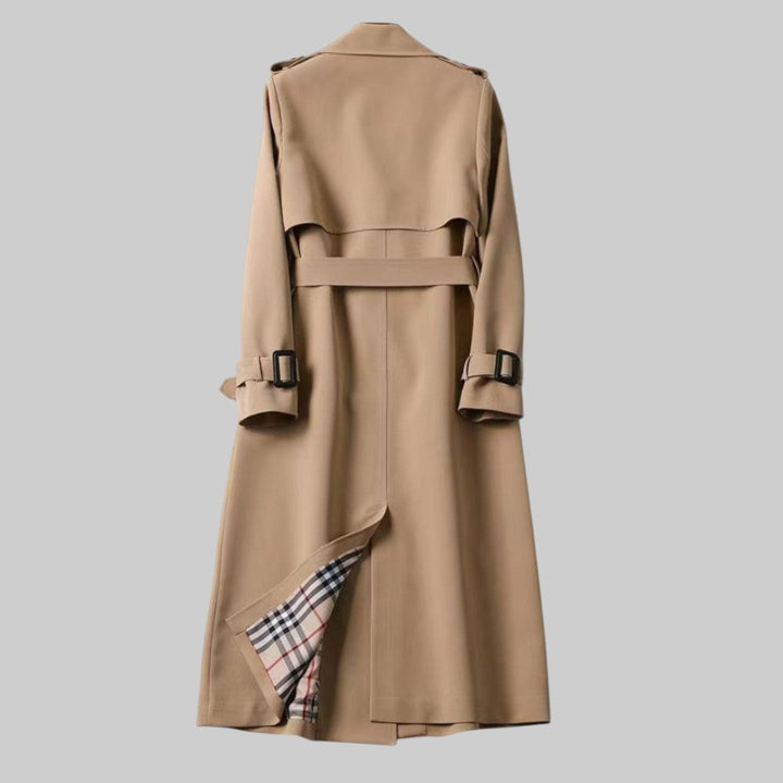 Dame Klassisk Trenchcoat med Dobbeltknap-design og Talje-bælte