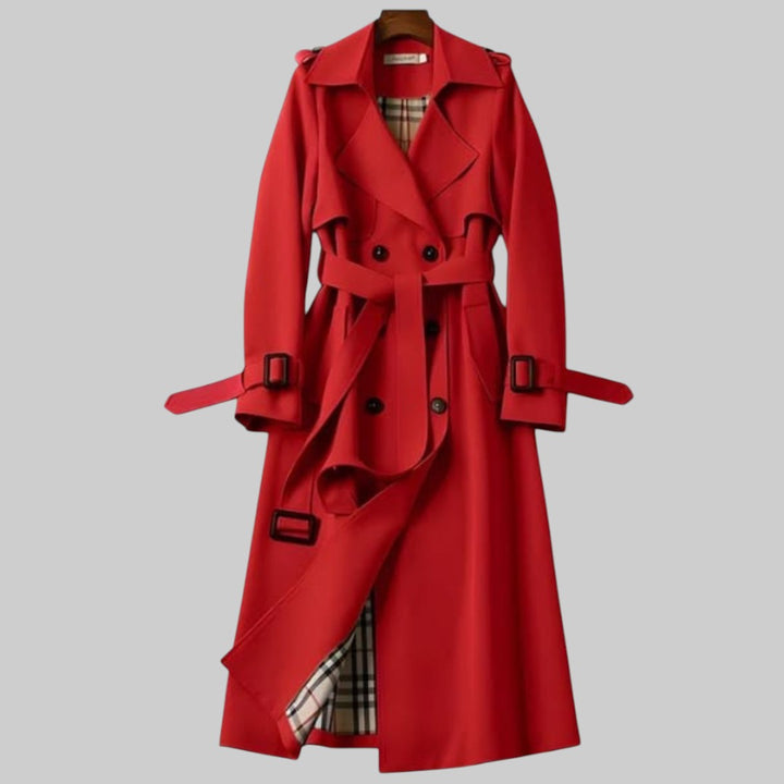 Dame Klassisk Trenchcoat med Dobbeltknap-design og Talje-bælte