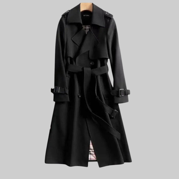 Dame Klassisk Trenchcoat med Dobbeltknap-design og Talje-bælte