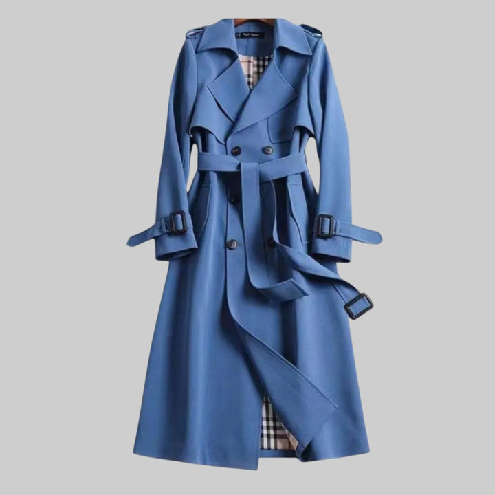 Dame Klassisk Trenchcoat med Dobbeltknap-design og Talje-bælte