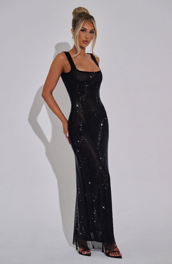Kvindernes Prom Rhinestone Square Neck Maxi Kjole