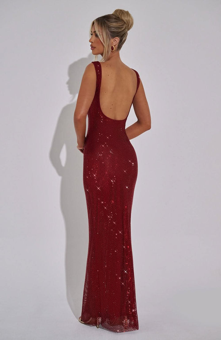 Kvindernes Prom Rhinestone Square Neck Maxi Kjole