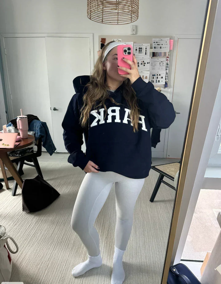 Kvinders Sweatshirt | Oversized Collegiate Chenille Bogstav Langærmet
