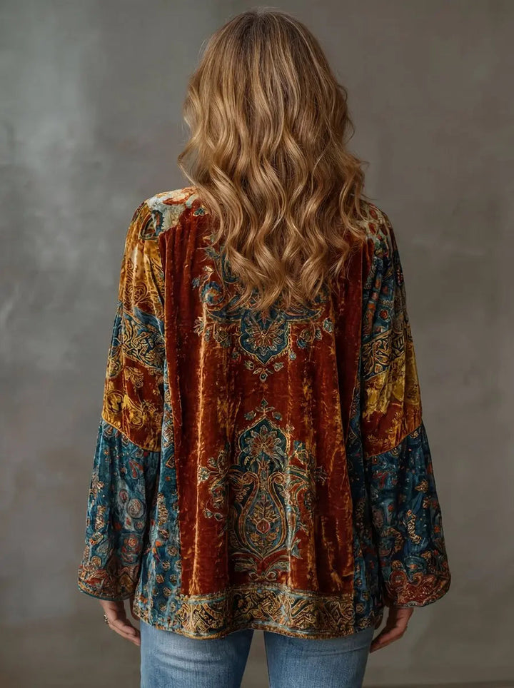 Evelyn | Dame Steppjakke Boho Vintage Kimono Langjakke
