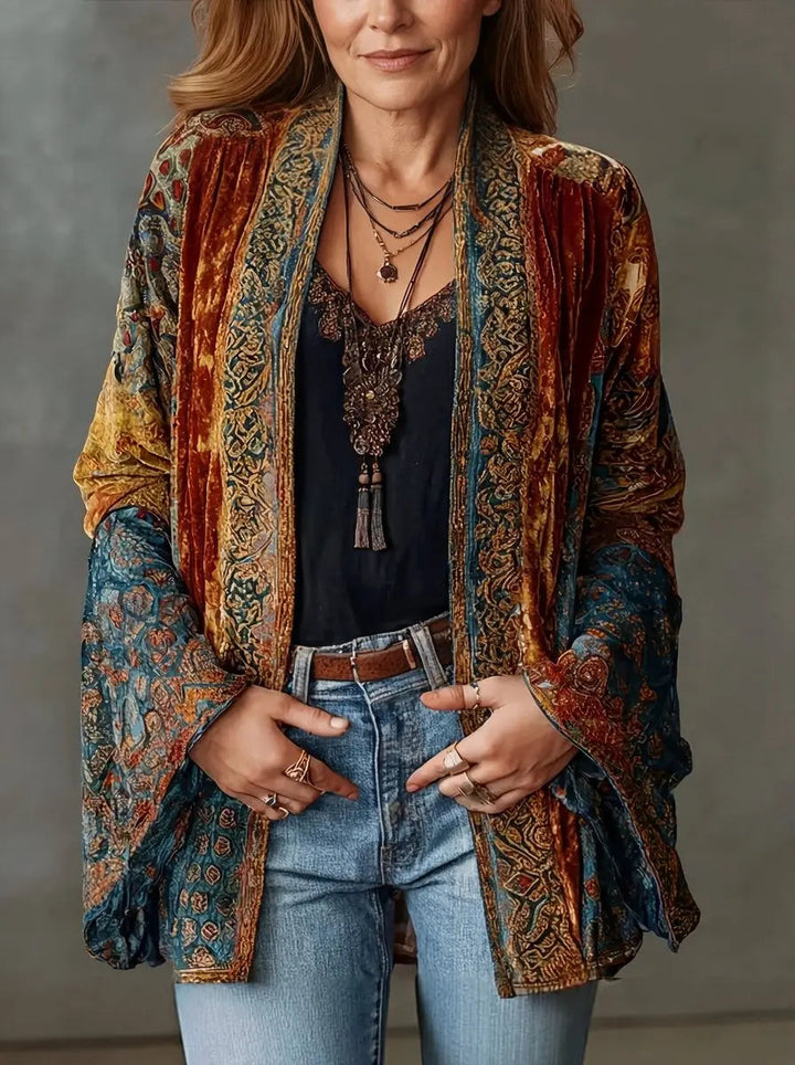Evelyn | Dame Steppjakke Boho Vintage Kimono Langjakke